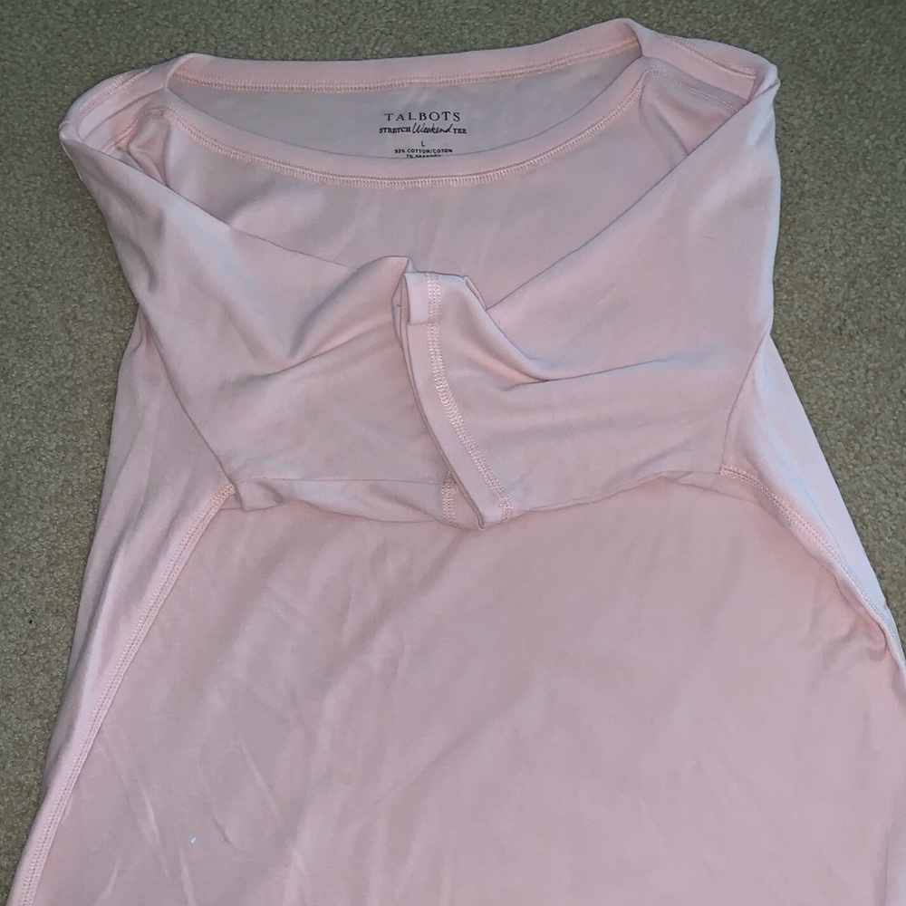 Talbots, pale pink, short sleeve t-shirt. Stretch.